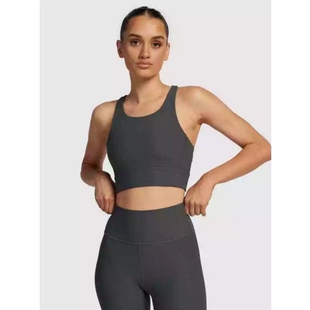 Wilo Base Ribbed‎ Charcoal Longline Sports Bra Size Large